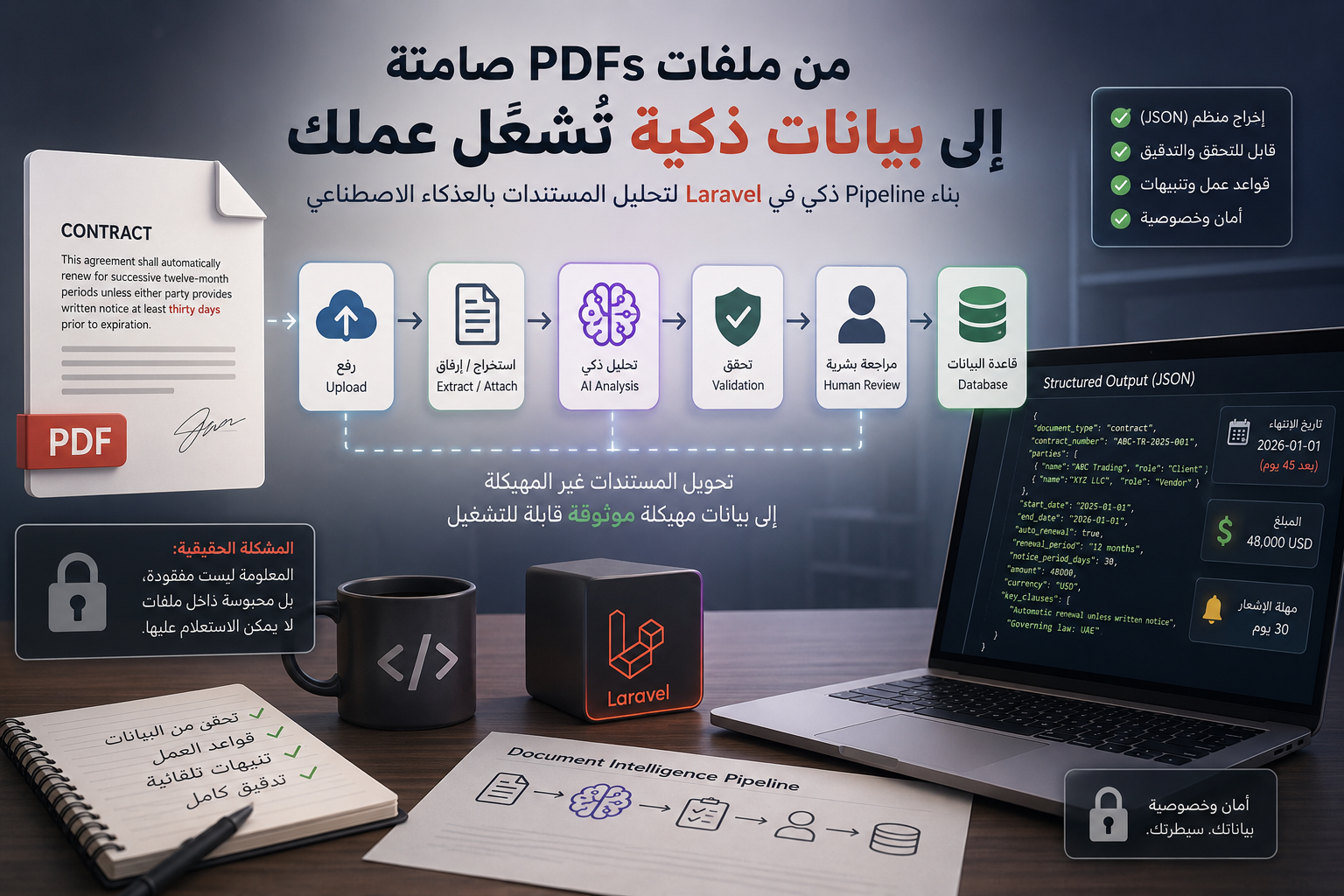 بناء AI Document Analyzer للعقود والفواتير باستخدام Laravel