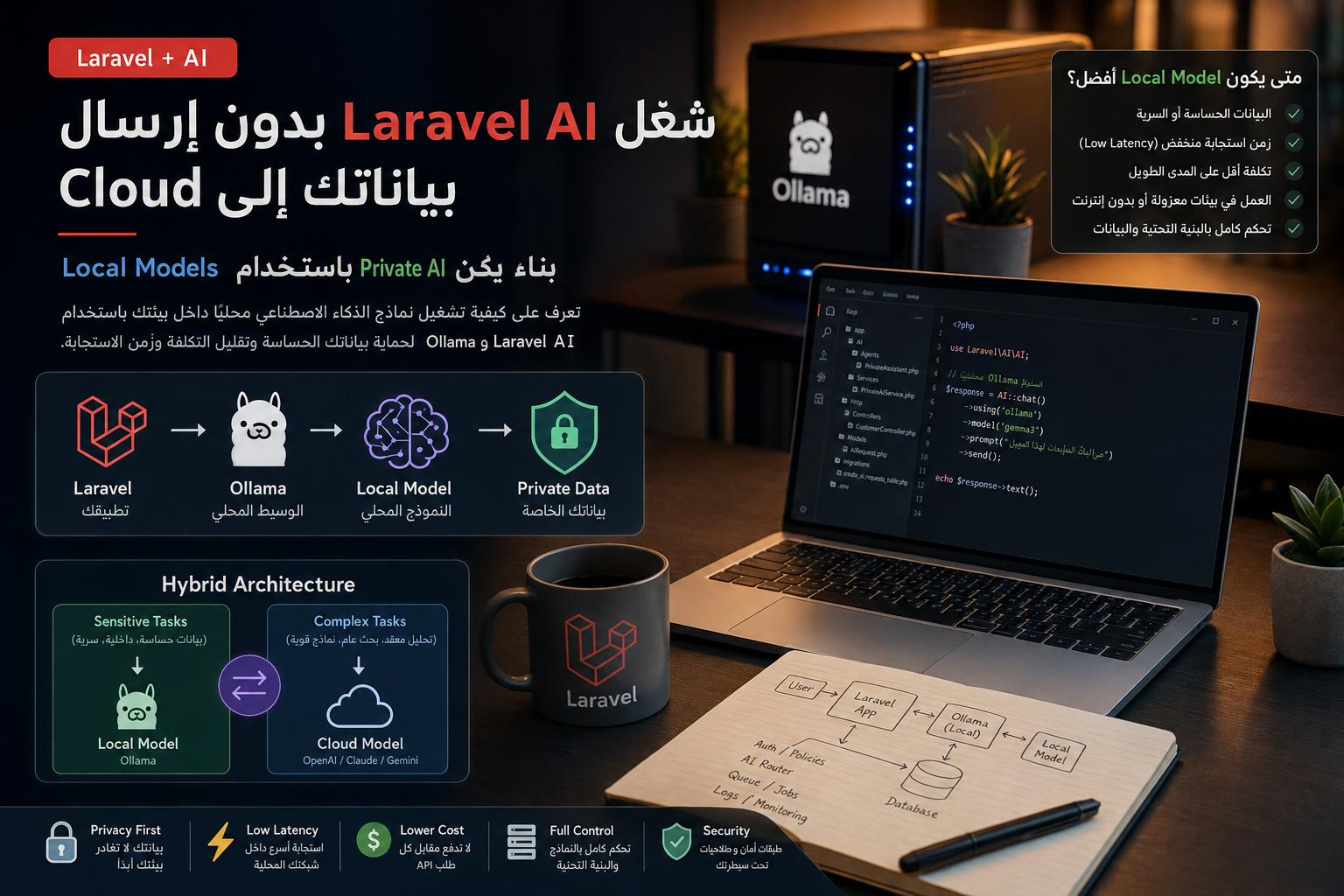 شغّل Laravel AI بدون إرسال بياناتك إلى Cloud: بناء Private AI باستخدام Local Models